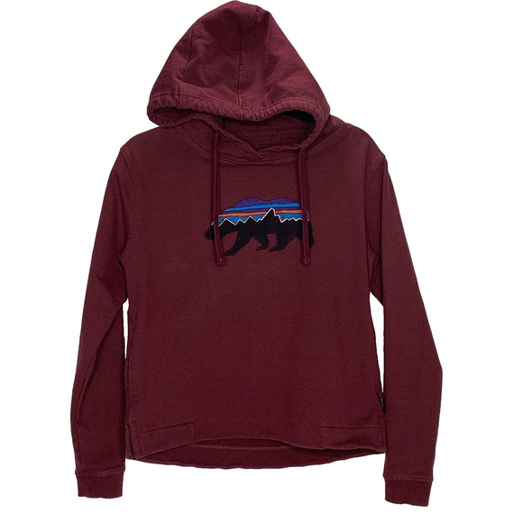 Patagonia Tops - Patagonia Fitz Roy Bear Uprisal Hoodie Women Small Maroon 39556 EUC